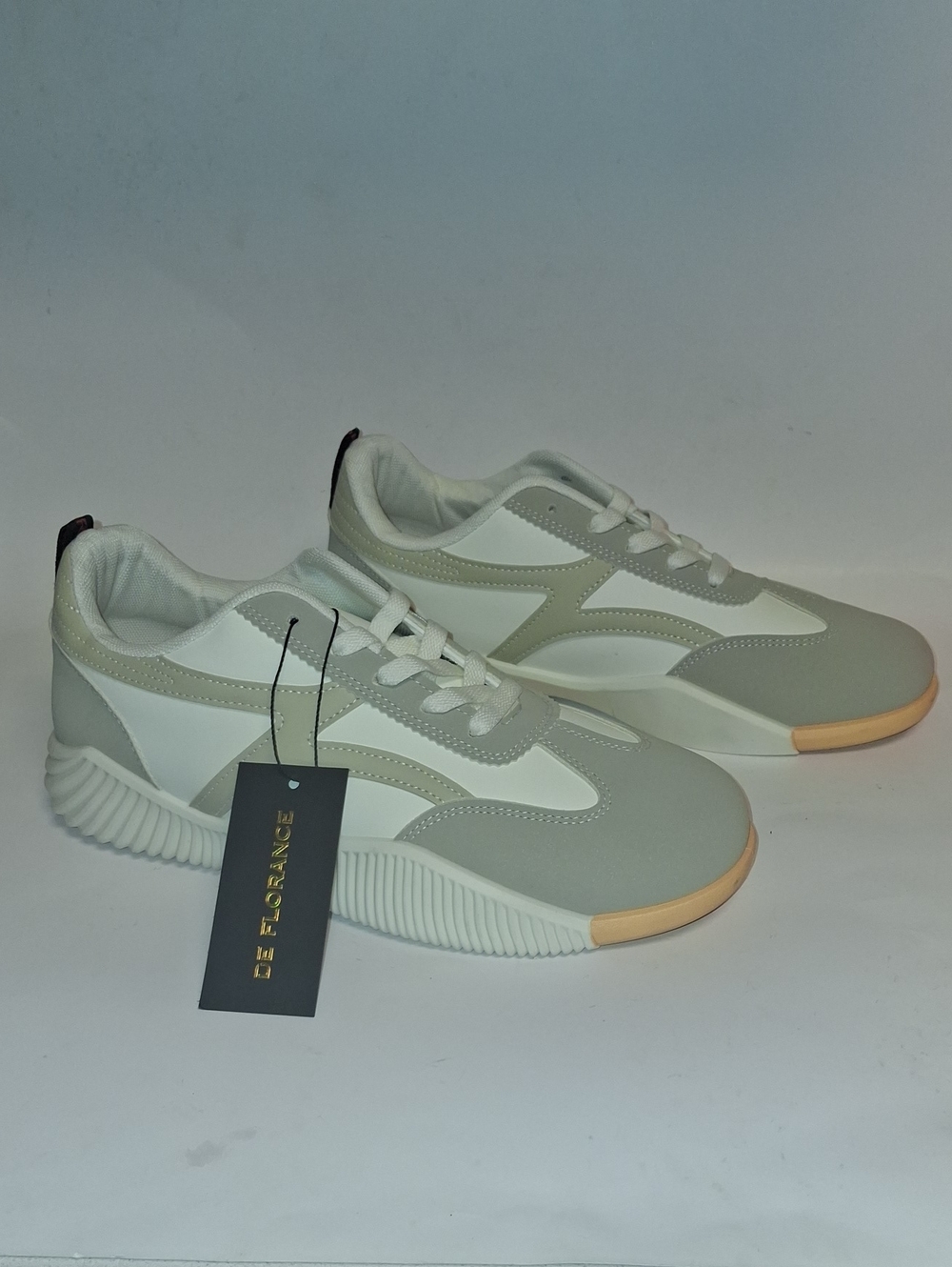 De Florance Men's White & Light Gray Casual Sneakers